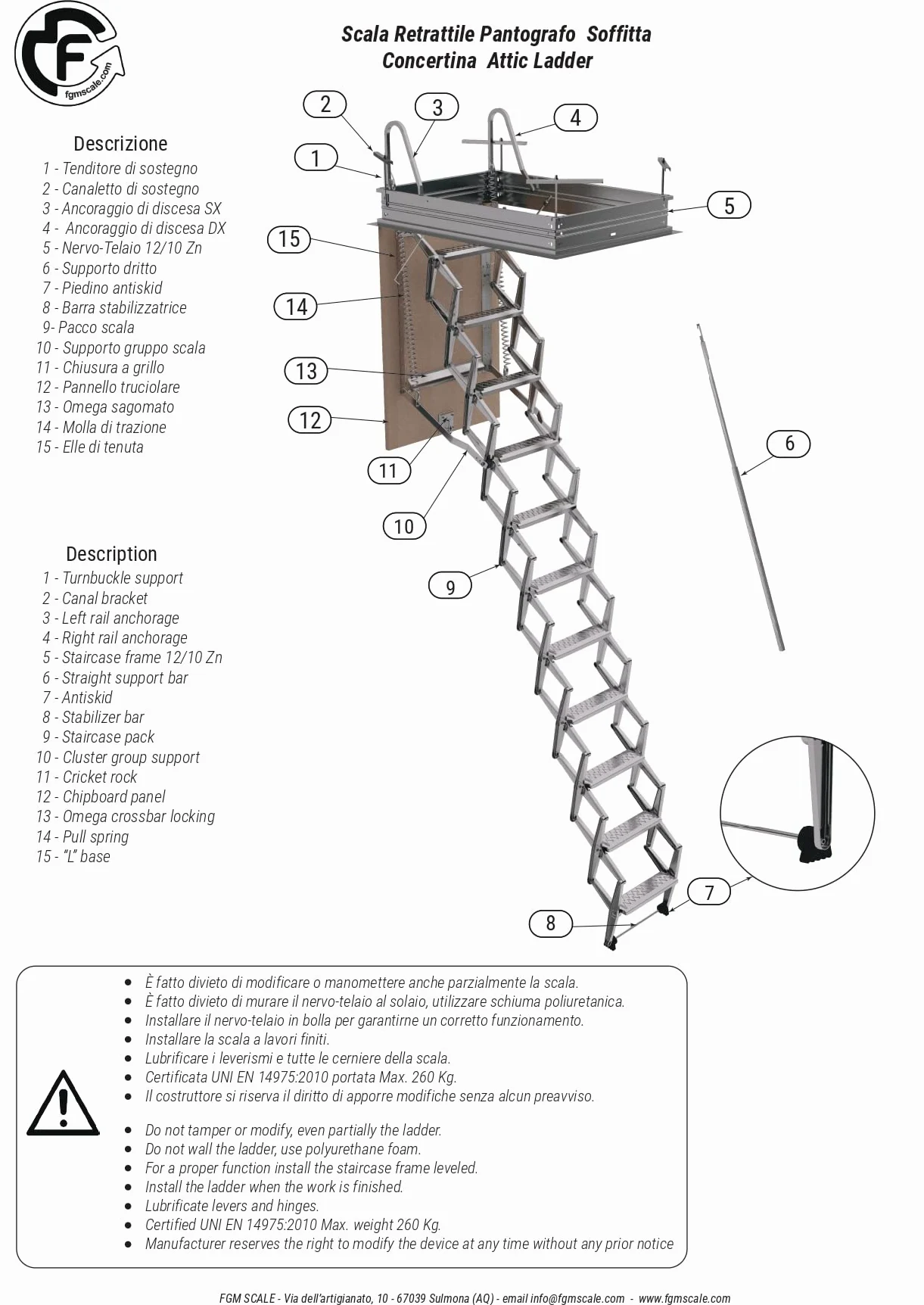 Scherentreppe | Stufenseite 50 | 50x80 H=276-300 cm