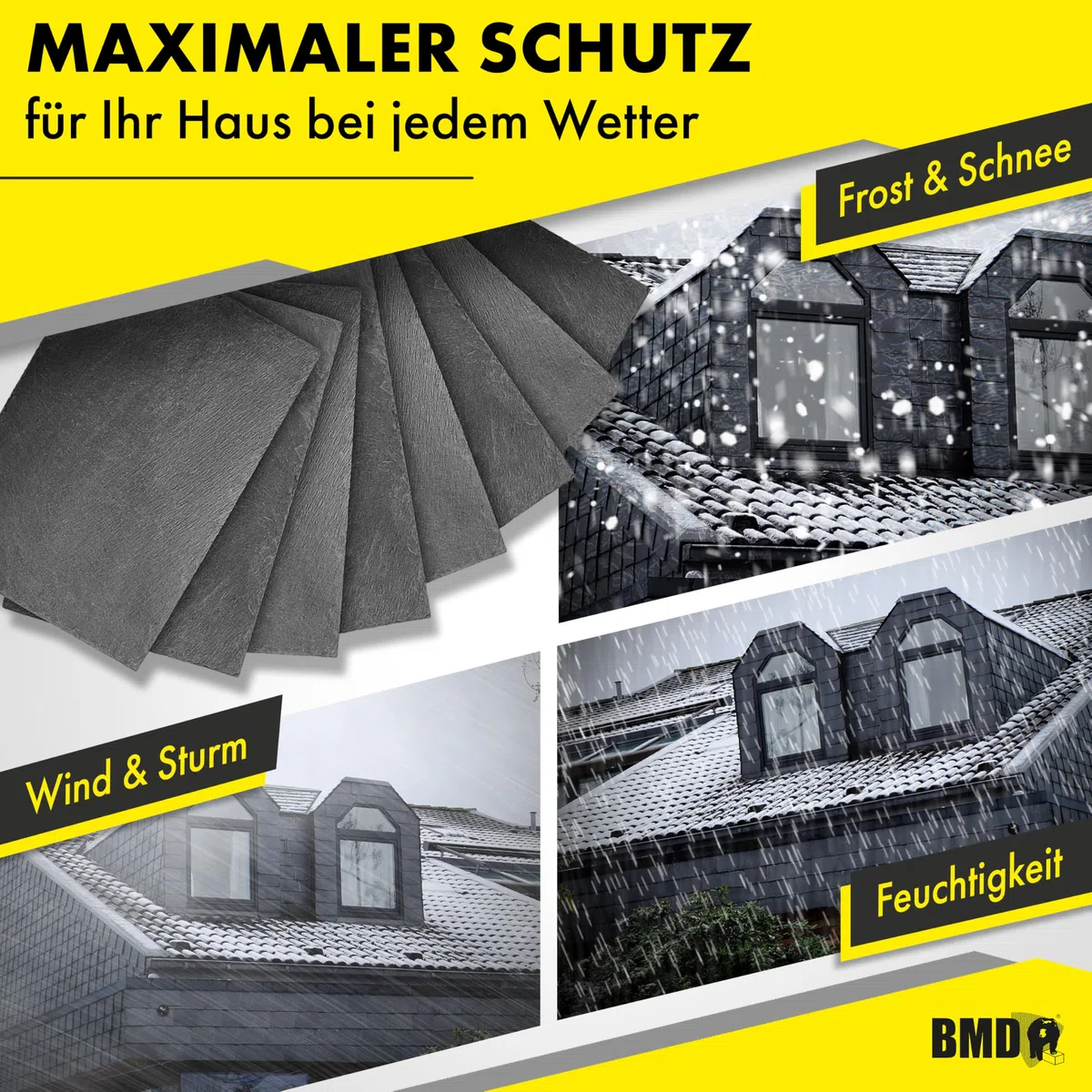 5m² (160 Stück) Naturschiefer 25x25cm Uni | 1. Wahl | spanischer Markenschiefer für Dach & Fassade | Universal Schiefer Schornstein Gaube | Dachdecker Qualität 1. Sortierung