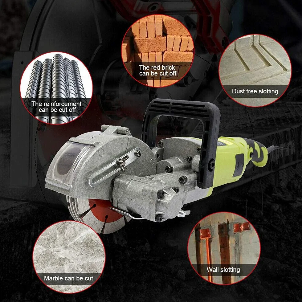 Schlitzfräse Mauernutfräse 4000W 7500r/min Mauerschlitzfräse Nutfräse Wandfräse Betonwand Schneiden Maschine mit Sägeblatt, Wasserpumpe, Elektrische Wand Chaser zum Schneiden von Marmor, Granit, Beton