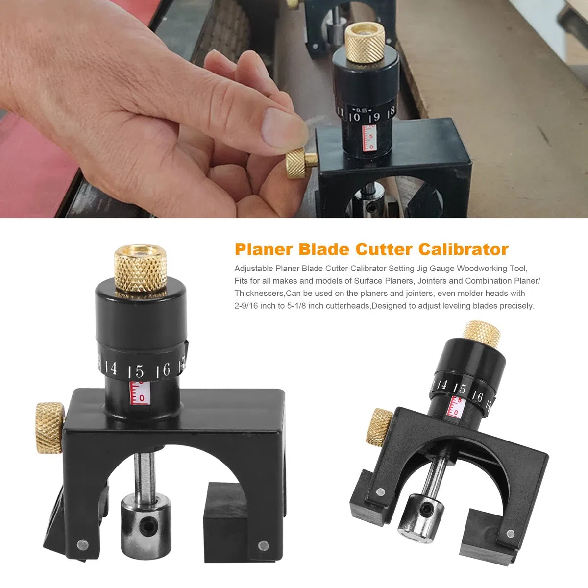 2X verstellbares Hobelmesser Cutter Kalibrator Einstelllehre Messgerät Holzbearbeitung Werkzeug