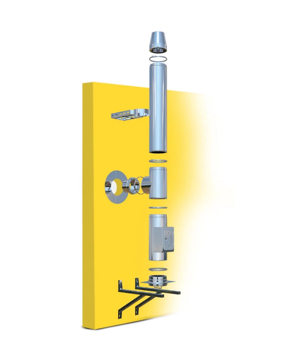 Edelstahlschornstein Oskar Ø 150mm Bausatz Länge 2,2m Kamin Komplettsatz 25mm Isolierung 0,5mm Wandstärke Wandabstand 300-600mm, Innovative Verbindungstechnik, Einfache Montage, Lange Haltbarkeit