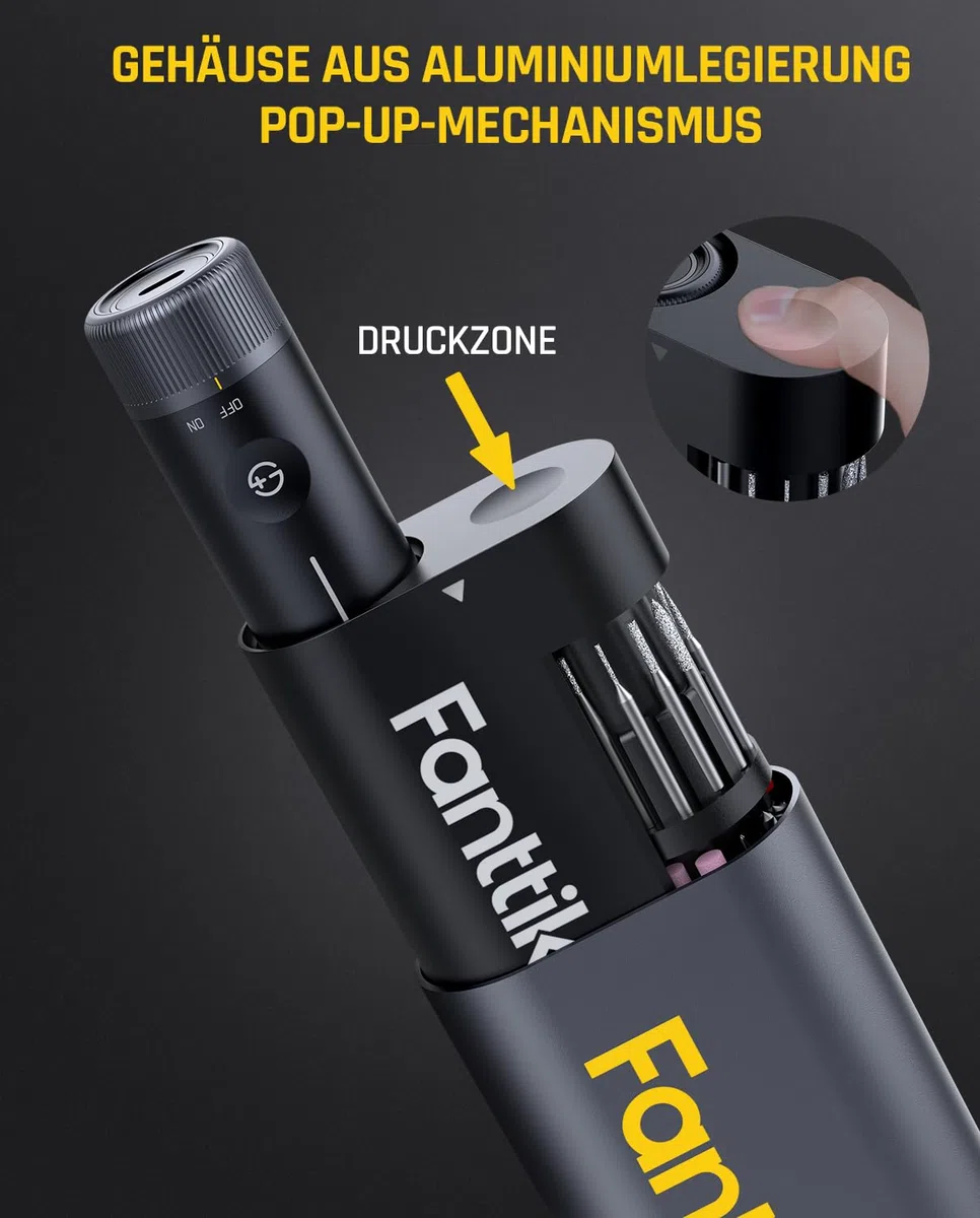 Fanttik F2 PRO Akku Multifunktionswerkzeug, starker Magnetmotor, Revostor-Hub, Rotationswerkzeug Set mit 5 Gang (25000 U/min), zum Schleifen, Polieren, 3D-Druck, Bohren, Schnitzen, Schneiden