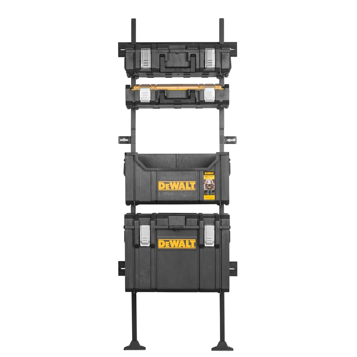 Dewalt ToughSystem Wandregal DWST1-75694 (zum sicheren Verstauen der DeWalt Tough Boxen an der Wand, eigene Regalbretter nutzbar, max. Gewicht je Träger: 40 kg, komplettes Regal: max. 200 kg)