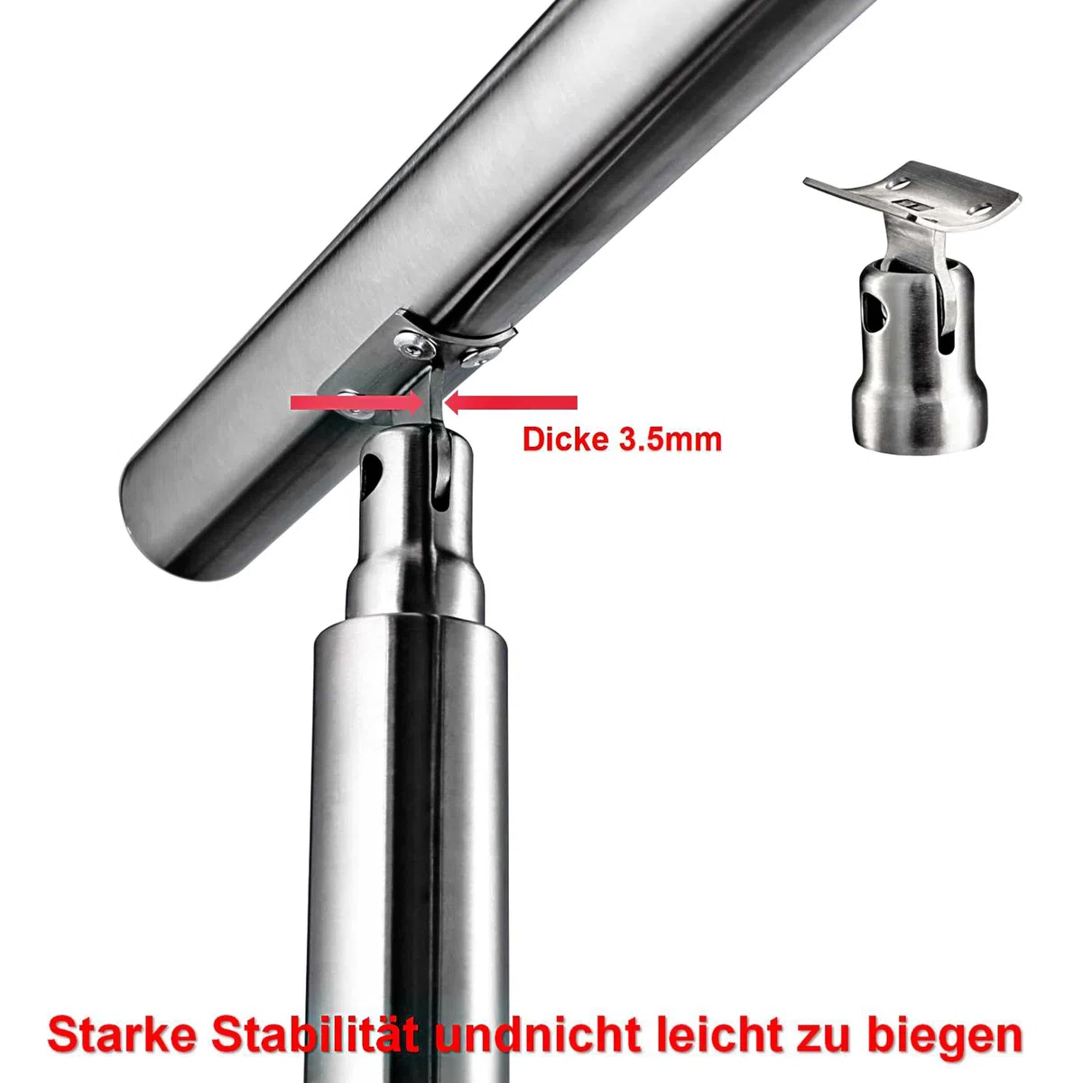 Aica Edelstahl-Geländer 200×106 cm Treppengeländer & Handlauf mit 5 Querstäben für Innen- und Außenbereich Einfache DIY-Montage
