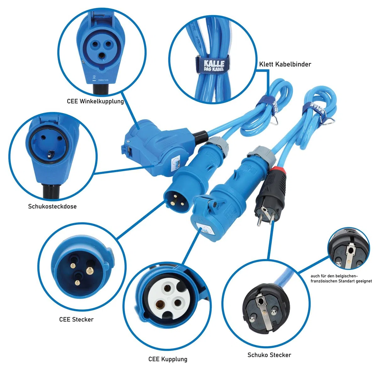 CEE-Campingkabeltrommel EXTREME Campingkabel Wohnmobil-Kabel Caravantrommel H07BQ-F 3G 2,5mm² 25 Meter von KALLE DAS KABEL Kabeltrommel +Anschlussleitung mit Winkelkupplung 1,5m +Adapterleitung