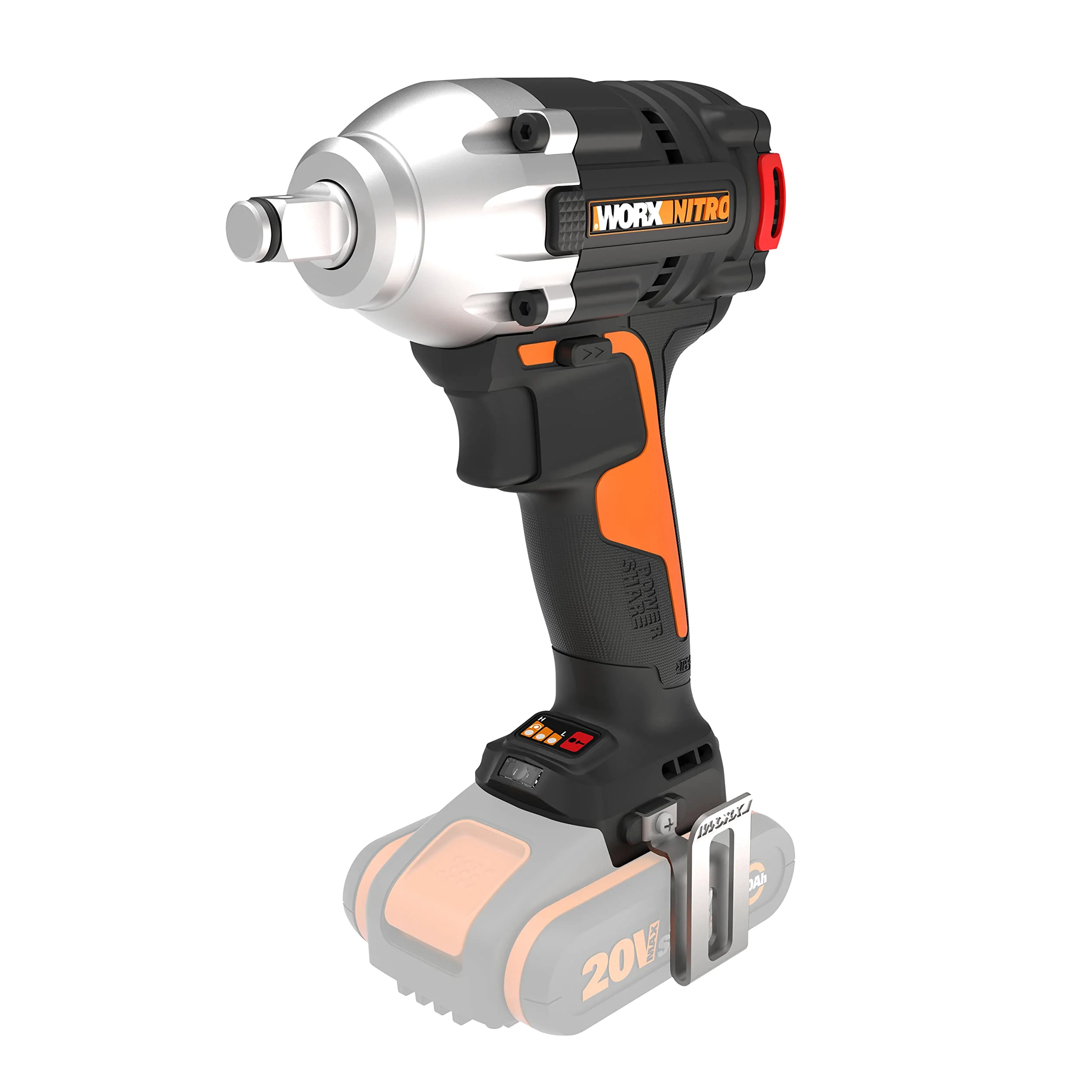 WORX WX272.9 Nitro Bürstenloser Akku Schlagschrauber 20V - 300Nm, Mit Variablem 3-Gang-Getriebe Und LED-Licht - Ideal Für Diverse Schraubarbeiten - Ohne Akku Und Ladegerät