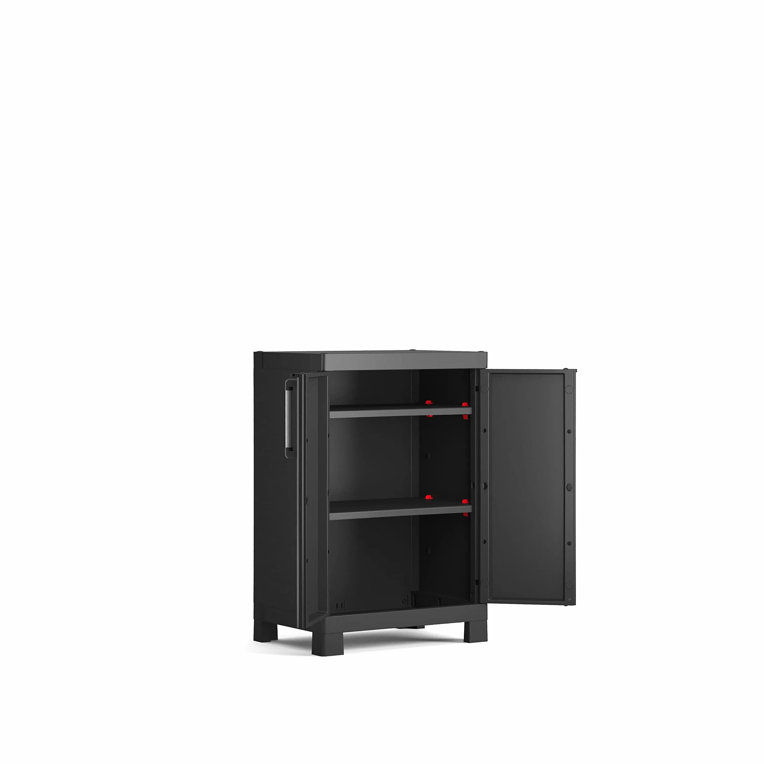 Keter Detroit, niedrig Kunststoffschrank, Kunststoff, schwarz, 65 x 45 x 97 cm, formschöner Universalschrank für den Innenbereich