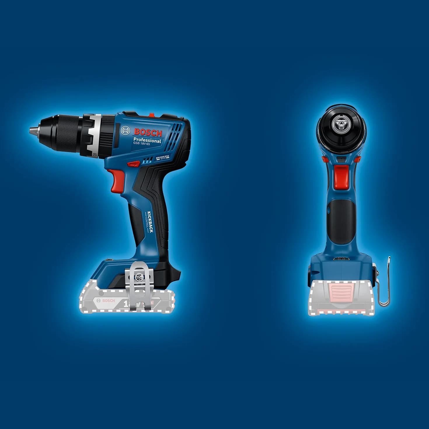Bosch Professional 18V System Akku-Bohrschrauber GSB 18V-65 (bürstenloser Motor, Kopflänge 175)