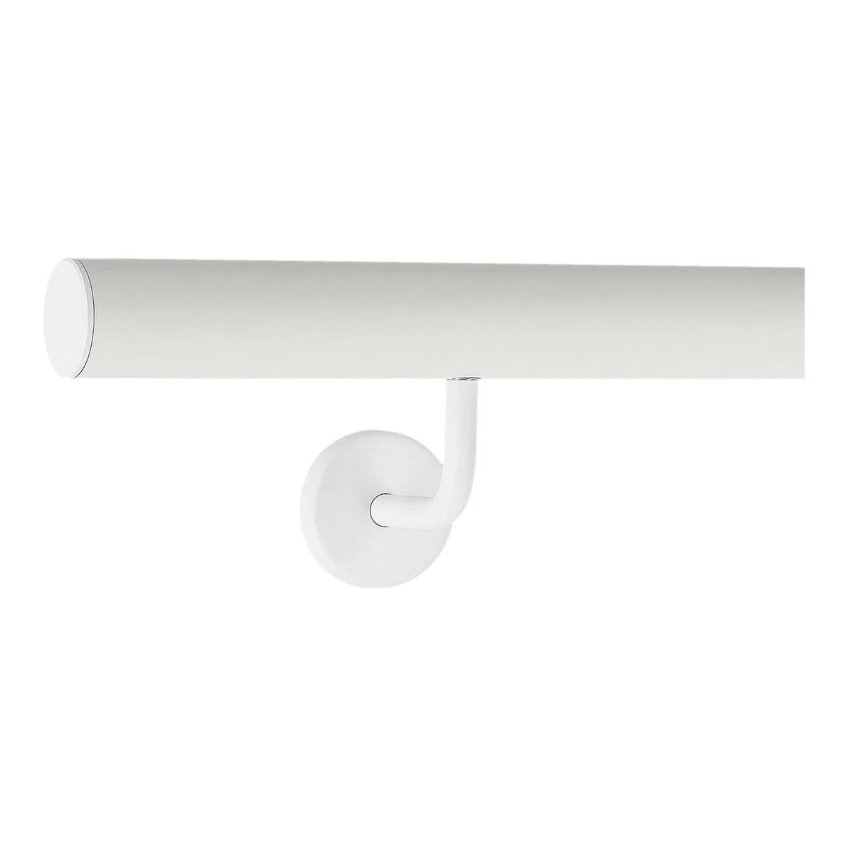 TIBU Handlauf Aluminium Weiß Geländer 30-600cm Wandhandlauf Treppe gewinkelte Edelstahlhalter, Länge 240 cm mit 3 Halter und gerade Kappe