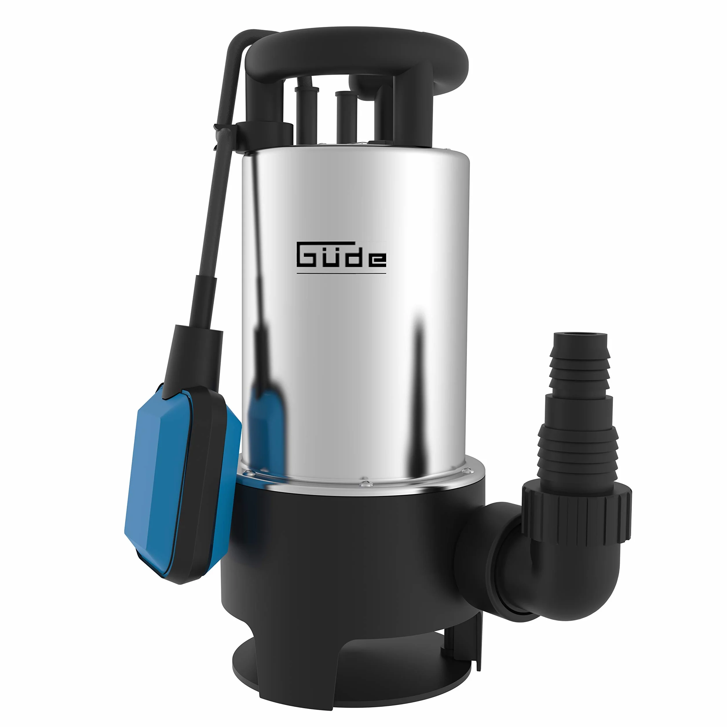 Güde Schmutzwassertauchpumpe GS 1103 PI (1100 W, Fördervolumen: 20.000 l/h, max. Förderhöhe: 8 m, max. Eintauchtiefe: 7 m, Laufrad aus Noryl, Edelstahlmantel & -welle, Thermoschutz, Schwimmerschalter)