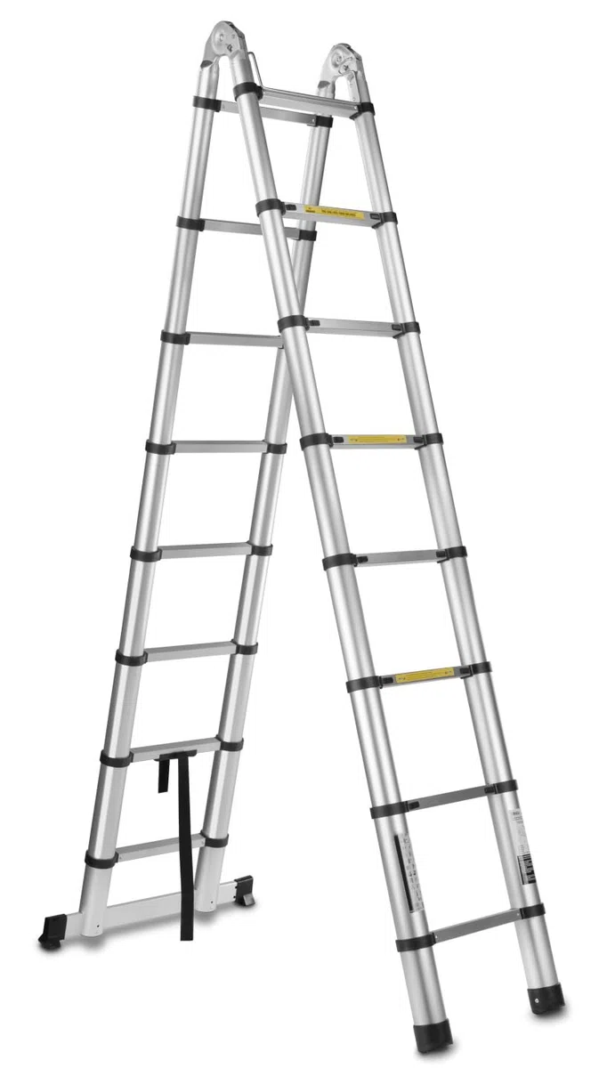Teleskopleiter Ausziehbar mit Gelenkfunktion – 4,4m / 440cm (2x2,2m Stehleiter), Alu Kombileiter Mehrzweckleiter Klappbar, EN131 Belastbar 150kg, Rutschfest & Platzsparend, Haushalt & Baustelle