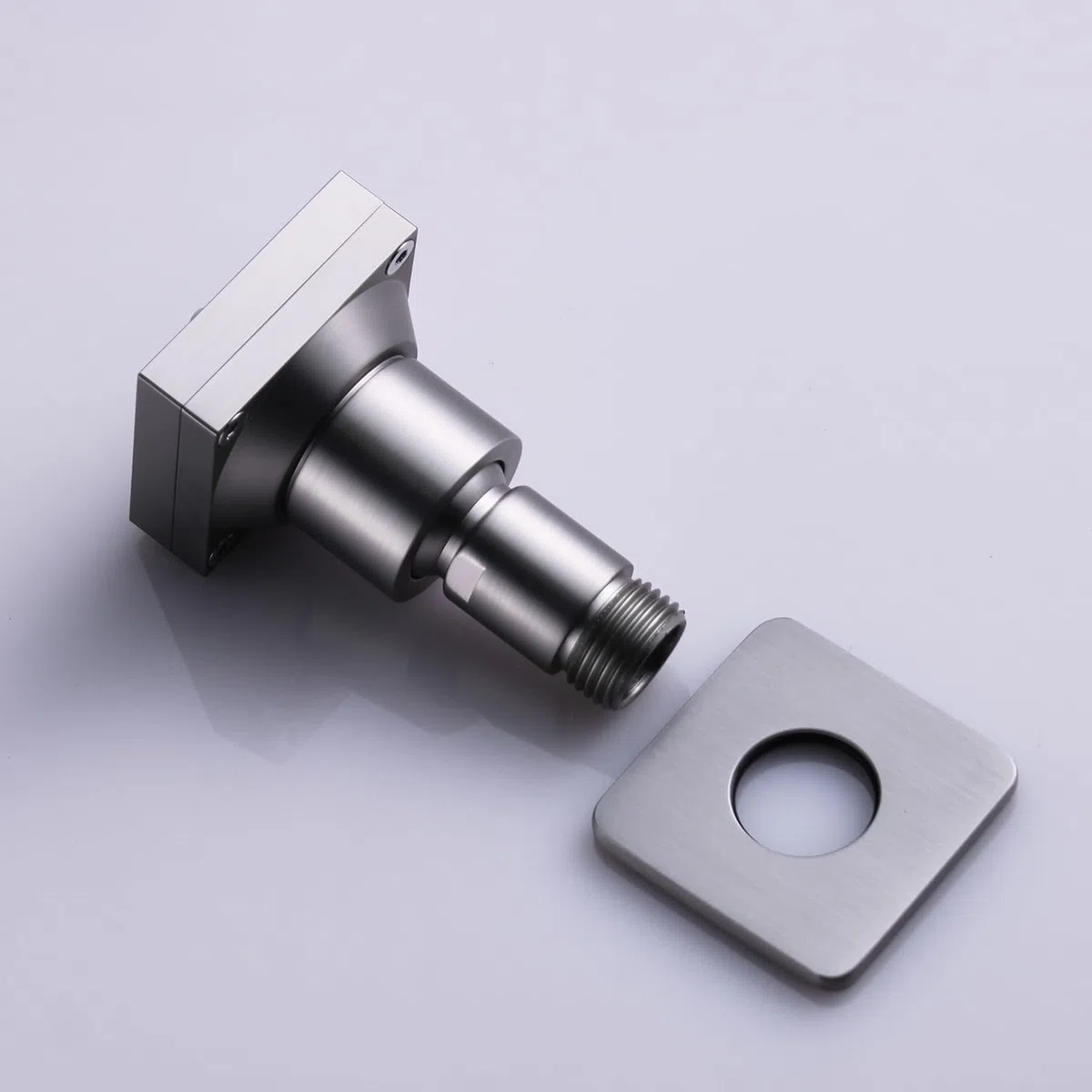 Duschkopf-Sprühdüse, gebürstetes Nickel, Messing, quadratisch, Wandmontage, 2 Funktionen, schwenkbar, Massagedüse, 4 Stück