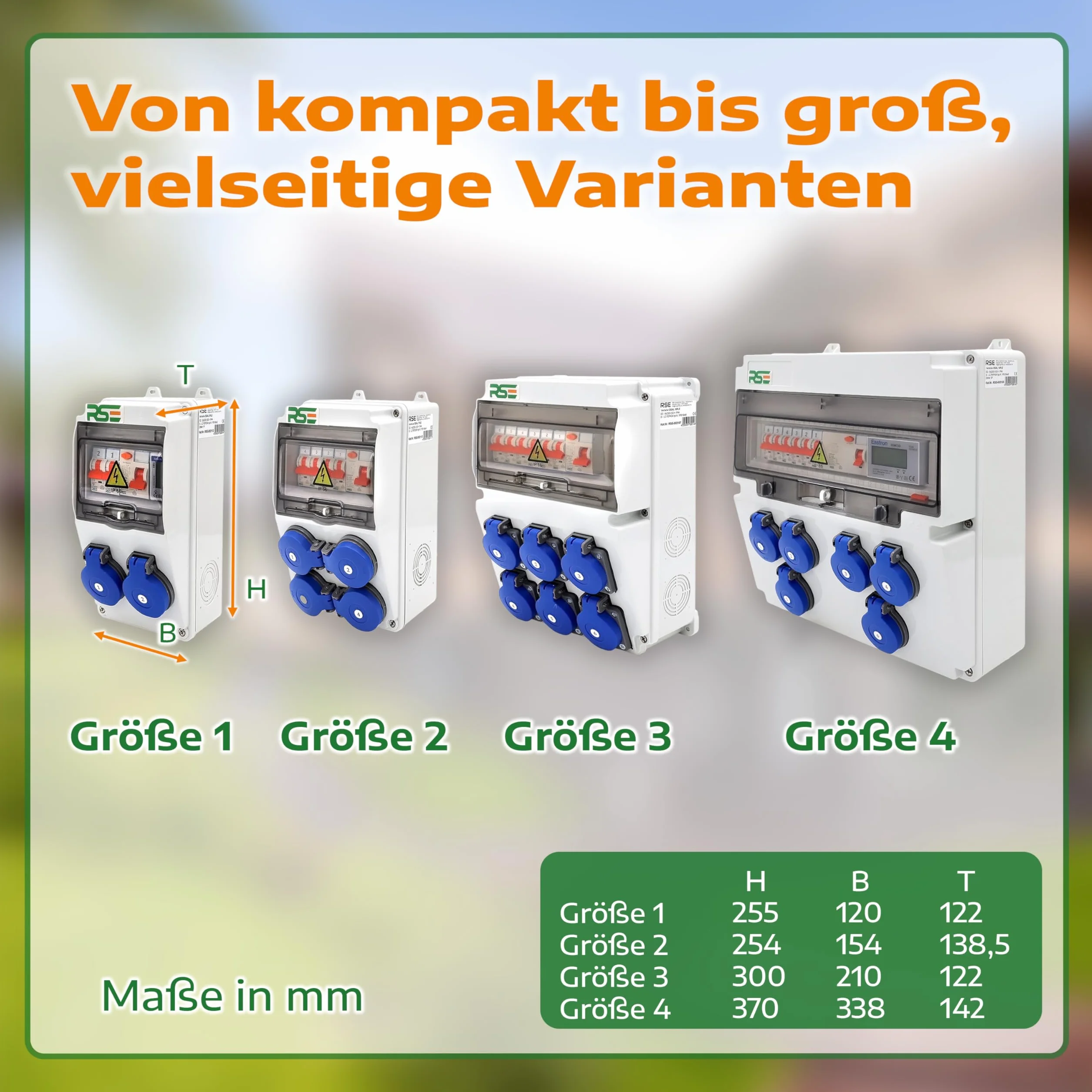 RSE BAUSTROMVERTEILER WANDVERTEILER KOMPLETT VERDRAHTET 230V SCHUKO MIT ZÄHLER ZUR AUSWAHL IP65, 8. 6X 230V MIT LS + FI
