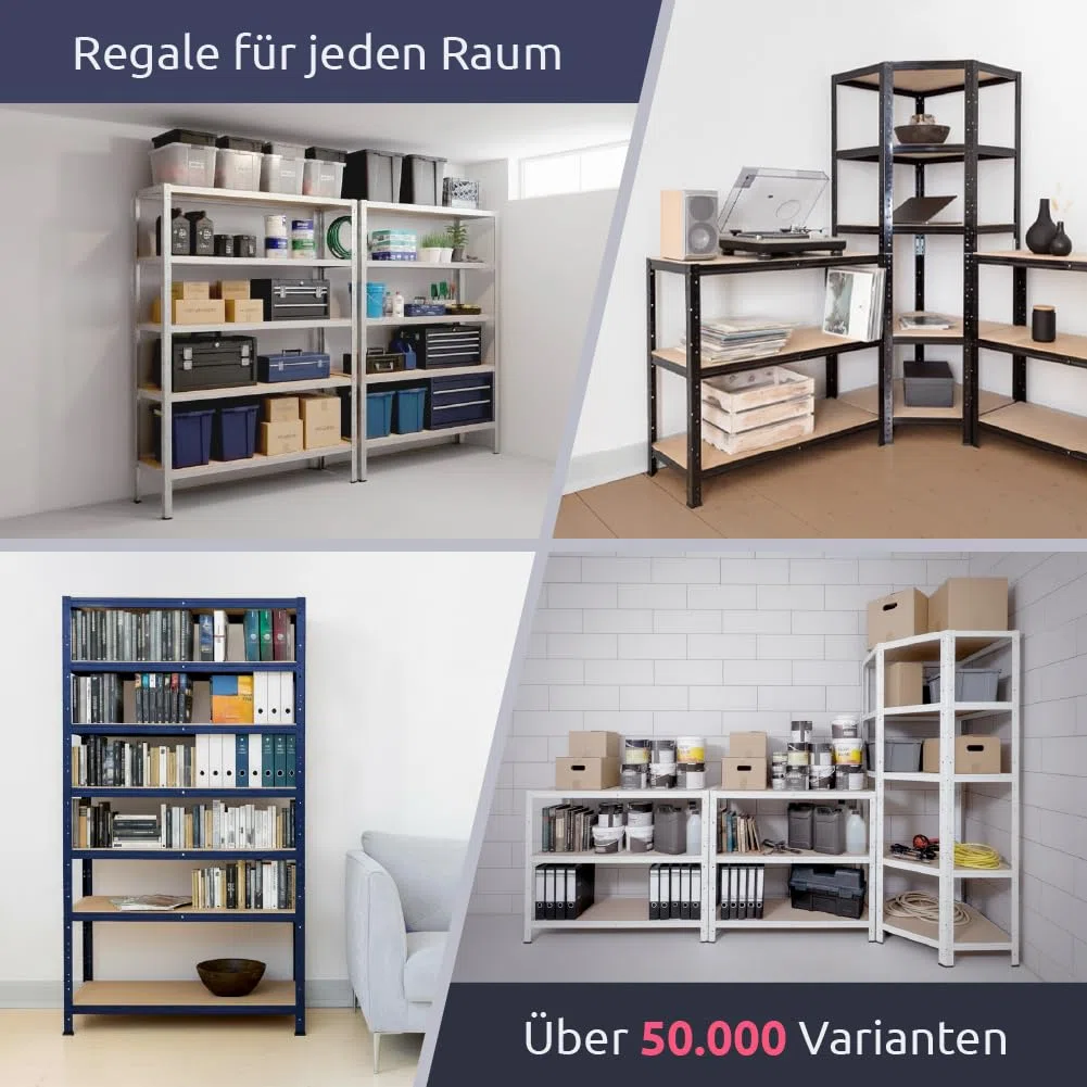 shelfplaza Home 230x80x60 cm Schwerlastregal in verzinkt mit 6 Böden und 145 kg Traglast pro Boden