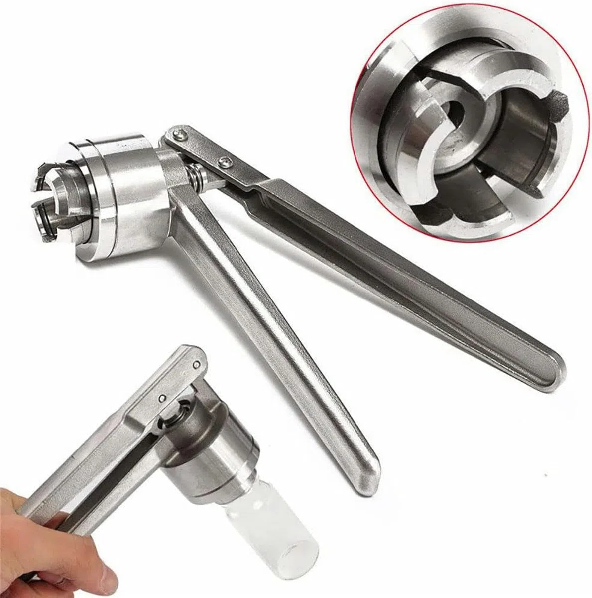 Manueller Fläschchen Crimper， Flip Off Fläschchen Crimper, Crimper/handgehaltene Verschlussmaschine, 13 mm, 15 mm, 20 mm Flaschenverschluss-Crimpwerkzeug, Edelstahl(Fullaluminum,20mm)