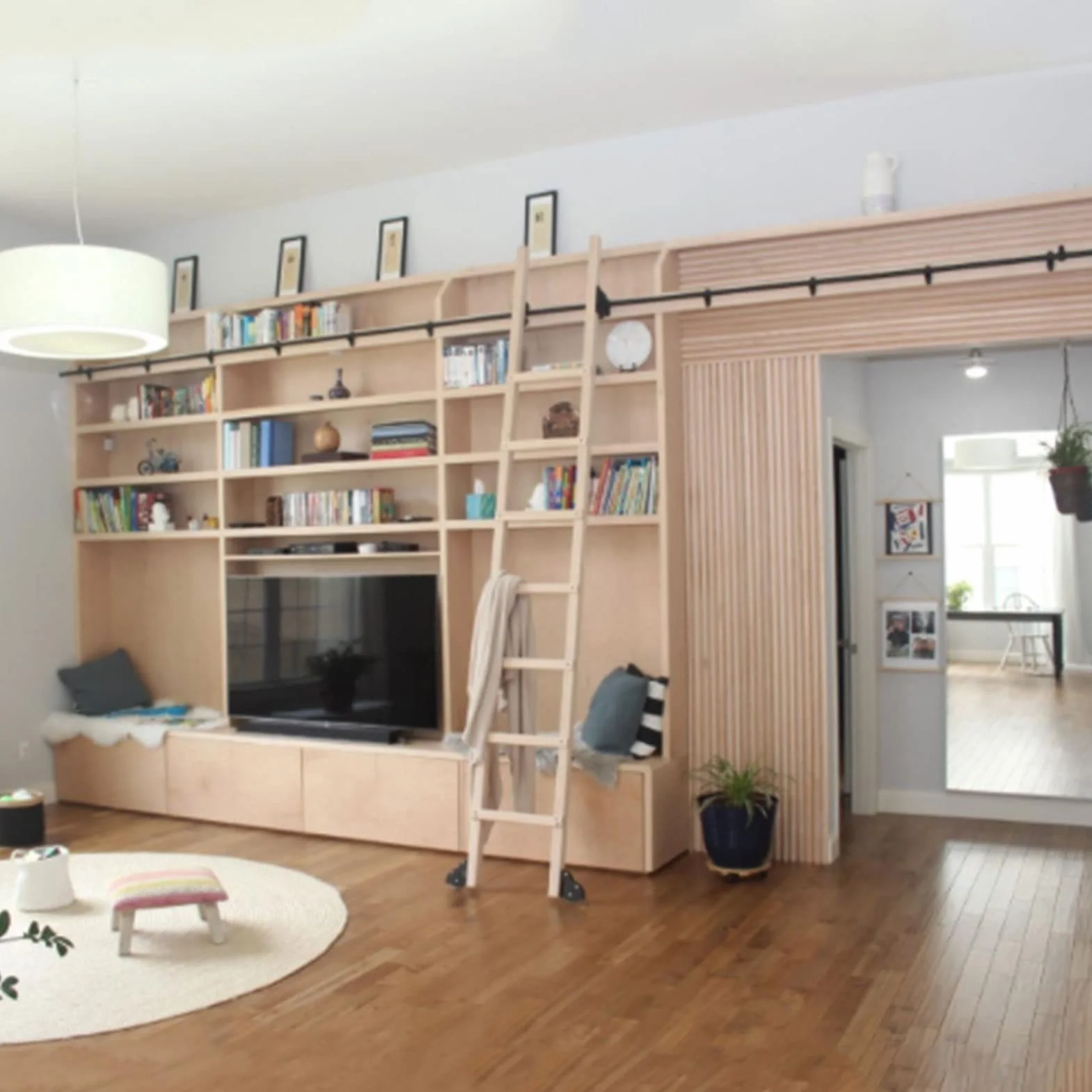 Rollende Bibliotheksleiter-Hardware-Kit – vollständiger Satz schwarzer Stahlschienen mit Bodenrollenrädern – 1 m bis 6 m Schiebe-Bibliotheksleiter (ohne Leiter)