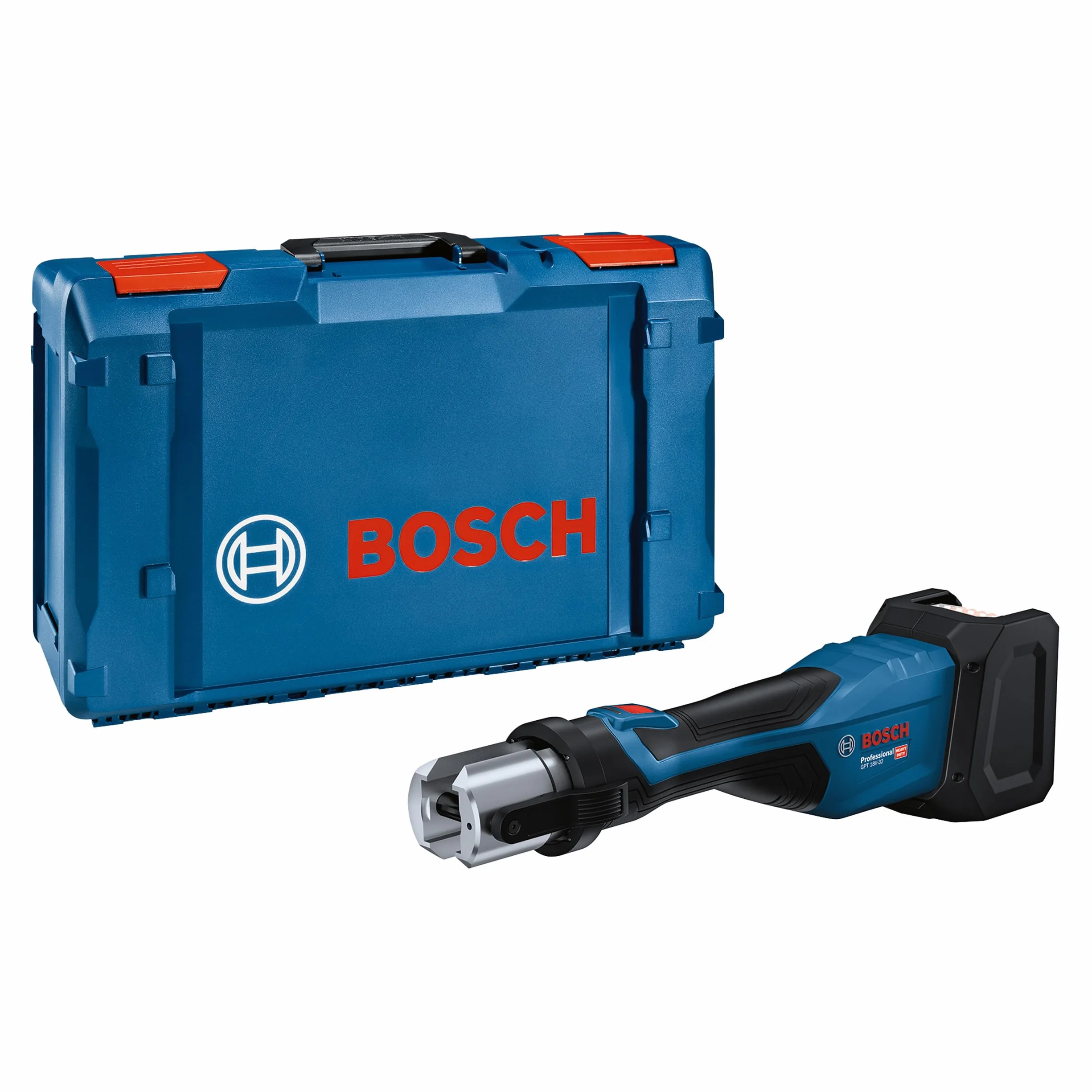 Bosch Professional 18V System Akku Presswerkzeug GPT 18V-32 (32 kN Kraft, Kunststoff-Fittings bis 110 mm, Metall-Fittings bis 54 mm, inkl. XL-BOXX)