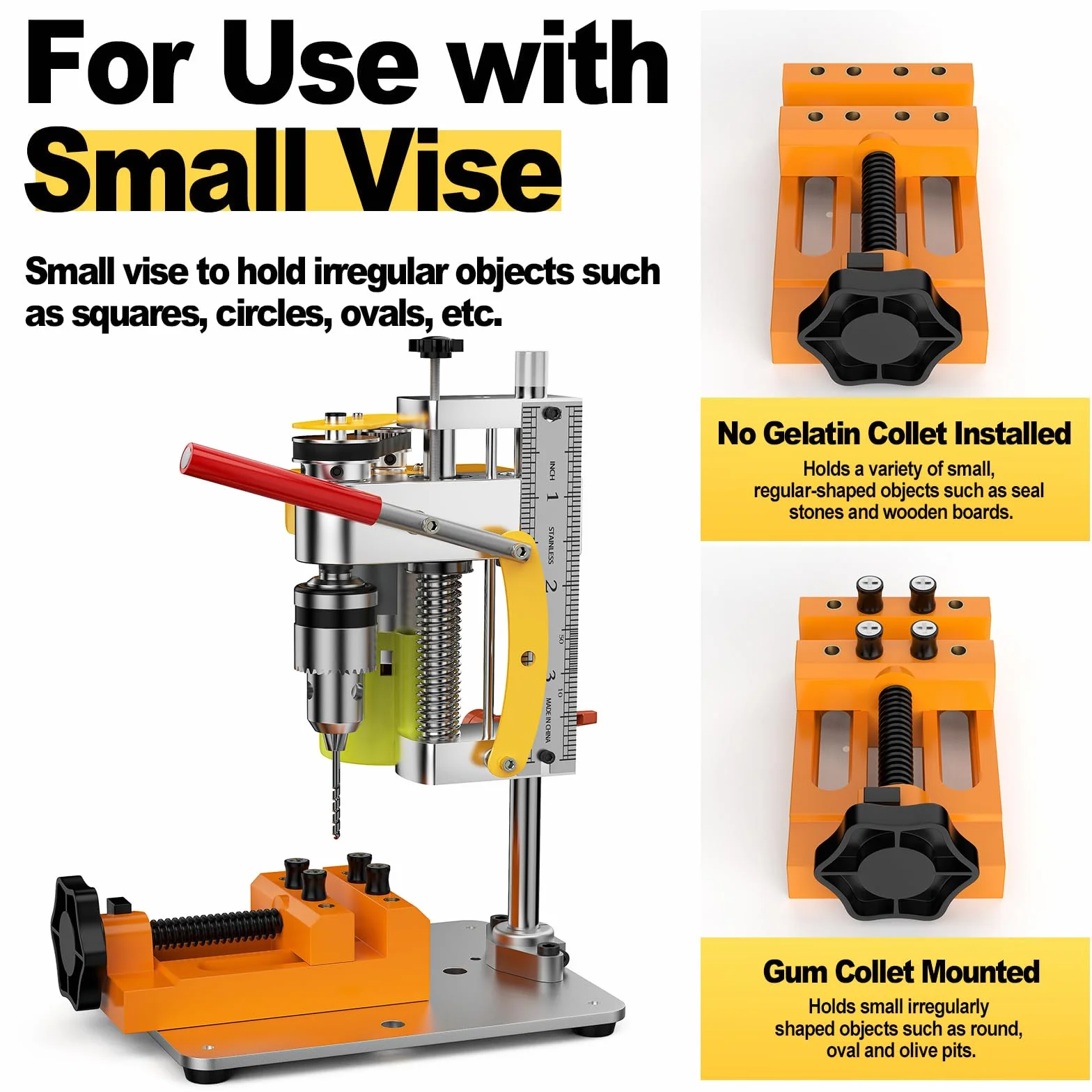 Yofuly Säulenbohrmaschine Mini-Bohrmaschine mit 7 Geschwindigkeiten, Mini Bank Tischbohrmaschine Drehzahlreglung Bankbohrmaschine für Holz, Metall und Kunststoff Electric Drill Press