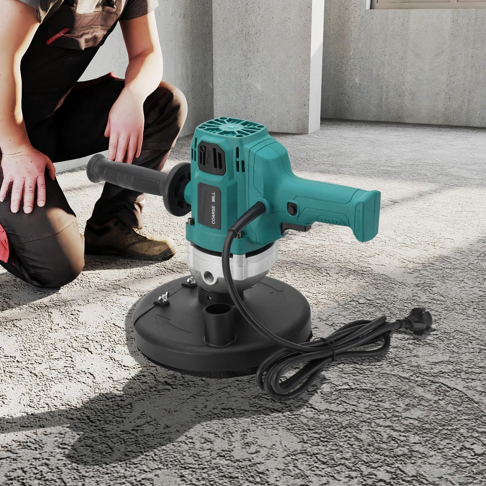 Zementschleifmaschine 2600W Schleifmaschine Set 3000r/min Betonschleifer Sanierungsfräse Betonfräse mit 180mm für Polieren von Zementwänden,Renovierung von alten Mauern,Polieren von Böden