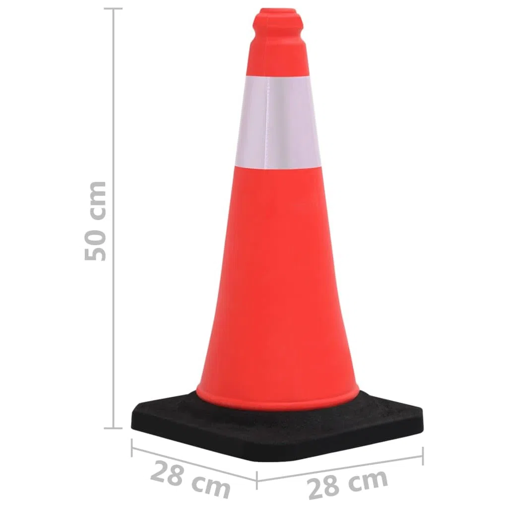 vidaXL 10x Reflektierende Leitkegel mit schwerem Fuß Profi Pylone Pylonen Warnkegel Verkehrsleitkegel Verkehrskegel Markierungshut Kegel 50cm