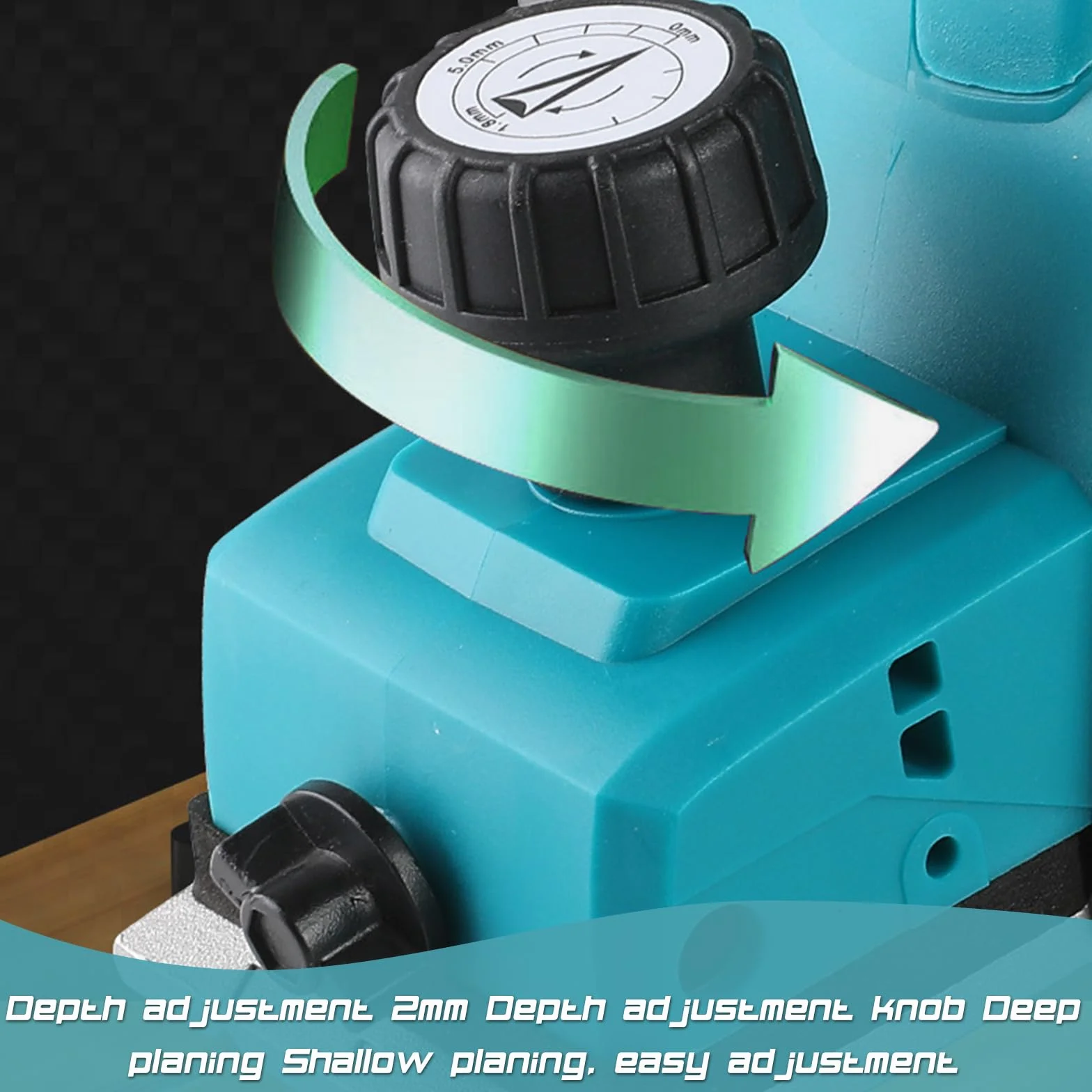 Akku Hobel mit Handschuhe Kompatibel mit Makita 18V, Kabellose Elektrische Hand-Planer Randhobel, 16500 U/min, 82mm Hobelbreite, 0-2mm Tiefeneinstellung für Holzbearbeitung (ohne Batterie)