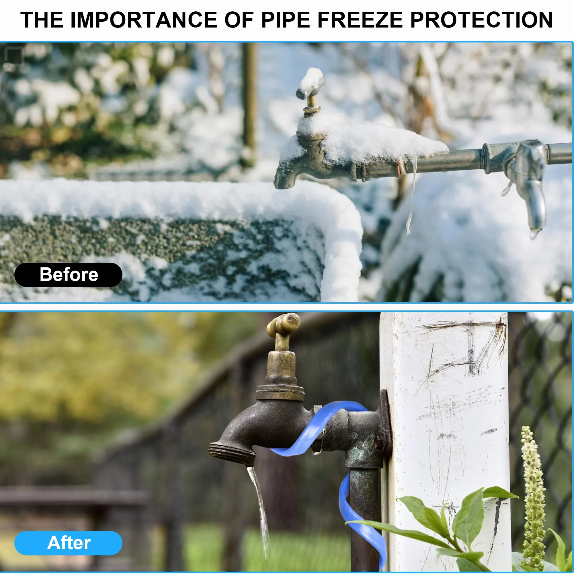 Selbstregulierendes Enteisungs-Heizkabel für Rohr-Frostschutz, Rohr-Heizband mit Eingebautem Thermostat zum Schutz von Wasserrohren, Metall/Kunststoff-Hausrohren, Dachrinnen, Trögen (3M, 17 W/M)