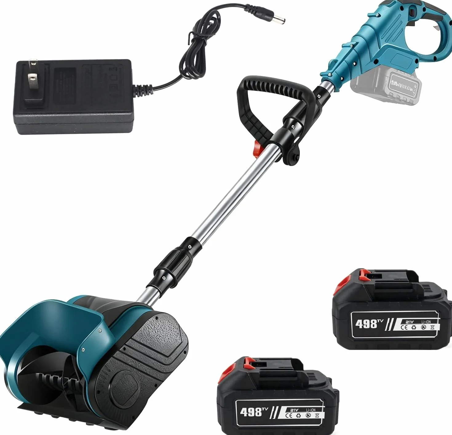 Schneefräse Akku, 900W Elektrischer Schneeschieber mit 2X 3000mAh Akku, 35CM Schneefreiheitsbreite, 15CM Schneetiefe, 7M Wurfweite, Faltbare Aufbewahrung