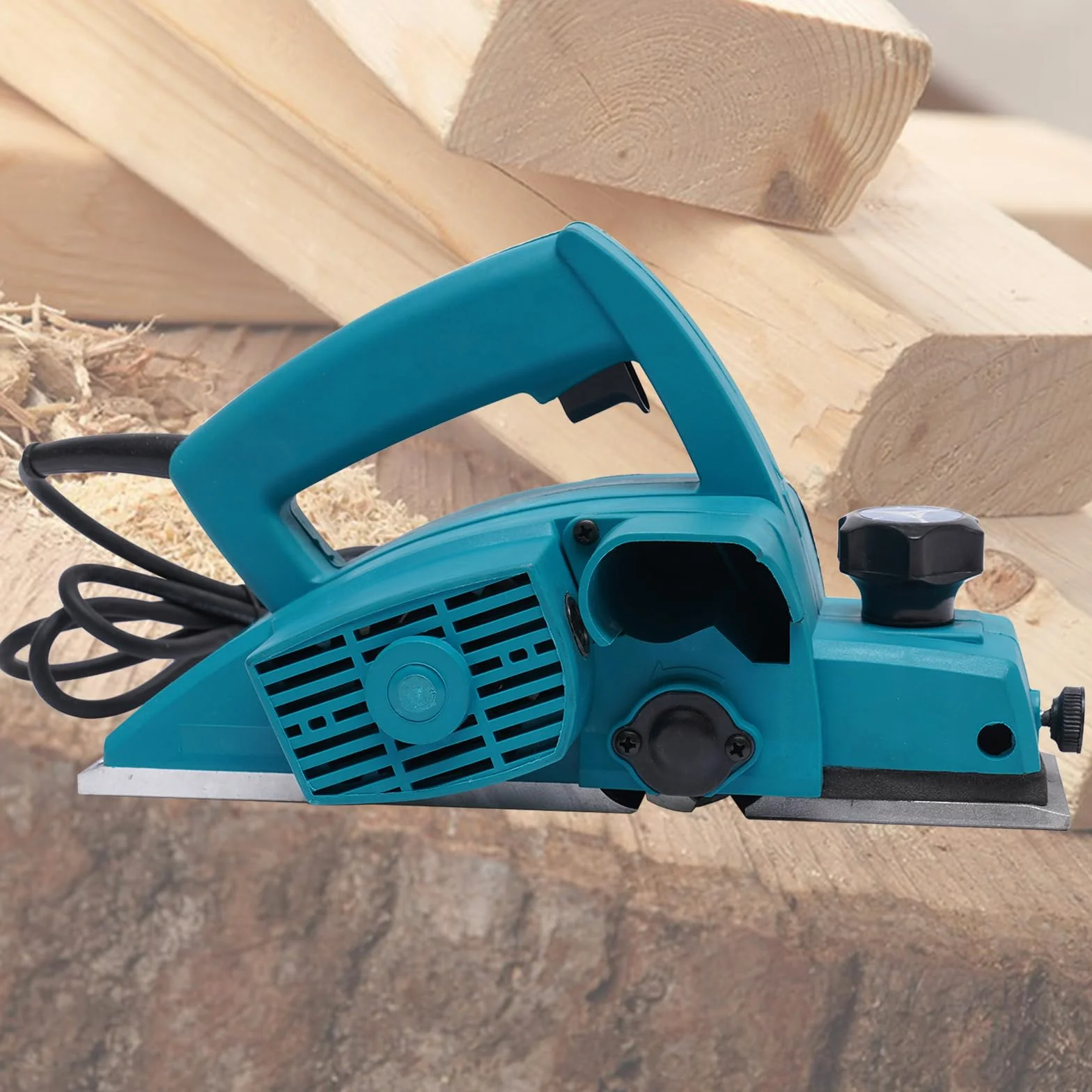 Elektrohobel 800W, 16000 U/min Elektro Hobelmaschine mit 2 Hobelmessern, Leiser Handhobel Elektrisch für Holz zum Schleifen & Schneiden, für Präzise Fasenarbeiten