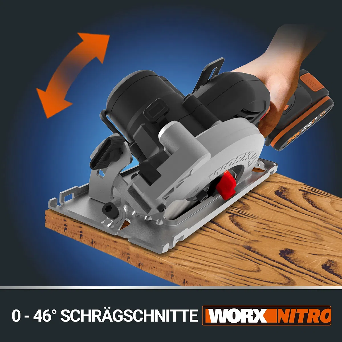 WORX NITRO WX531.9 Akku Kreissäge 20V – Leistungsstarke Bürstenlose Kreissäge für exakte, gerade Schnitte – 120 mm – Schneidet mühelos Holz, Metall, Fliesen & Plastik – ohne Akku & Ladegerät
