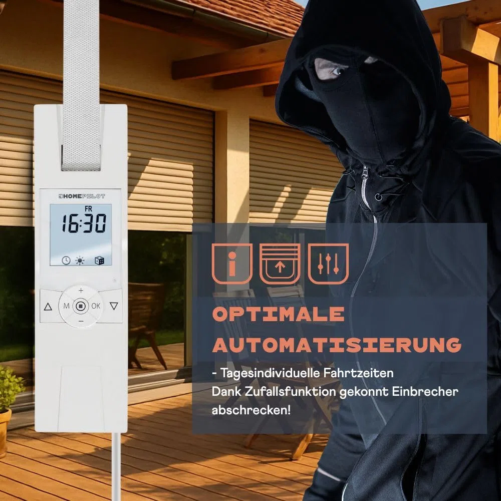 Home Pilot - Gurtwickler Premium Rollladenantrieb mit umfangr. Automatikfunktionen. Elektrischer Gurtwickler | Nachrüstung | Unterputz - 10172345