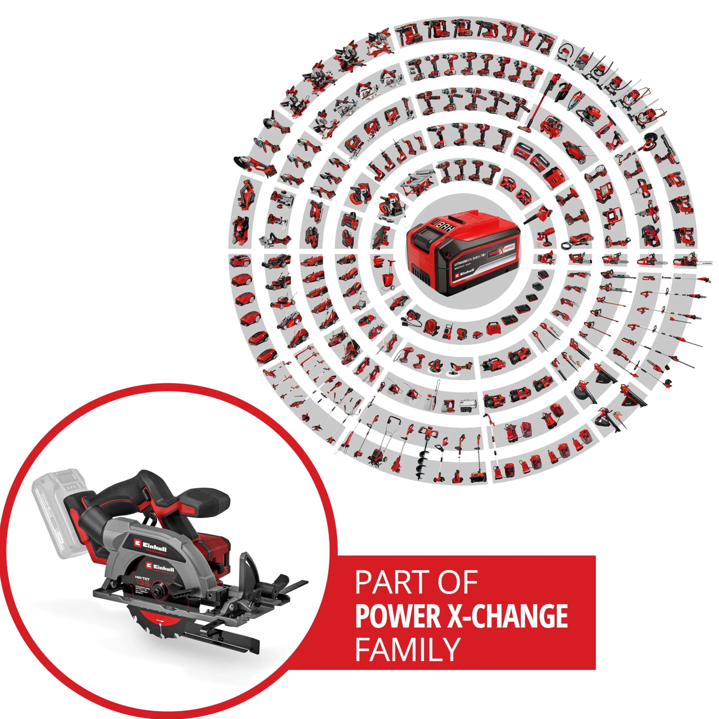 Einhell Professional Akku-Handkreissäge TP-CS 18/136-C Li BL - Solo Power X-Change (18 V, Ø 136 mm Sägeblatt, Brushless, 51 mm Schnitttiefe, werkzeuglose Einstellung, ohne Akku)