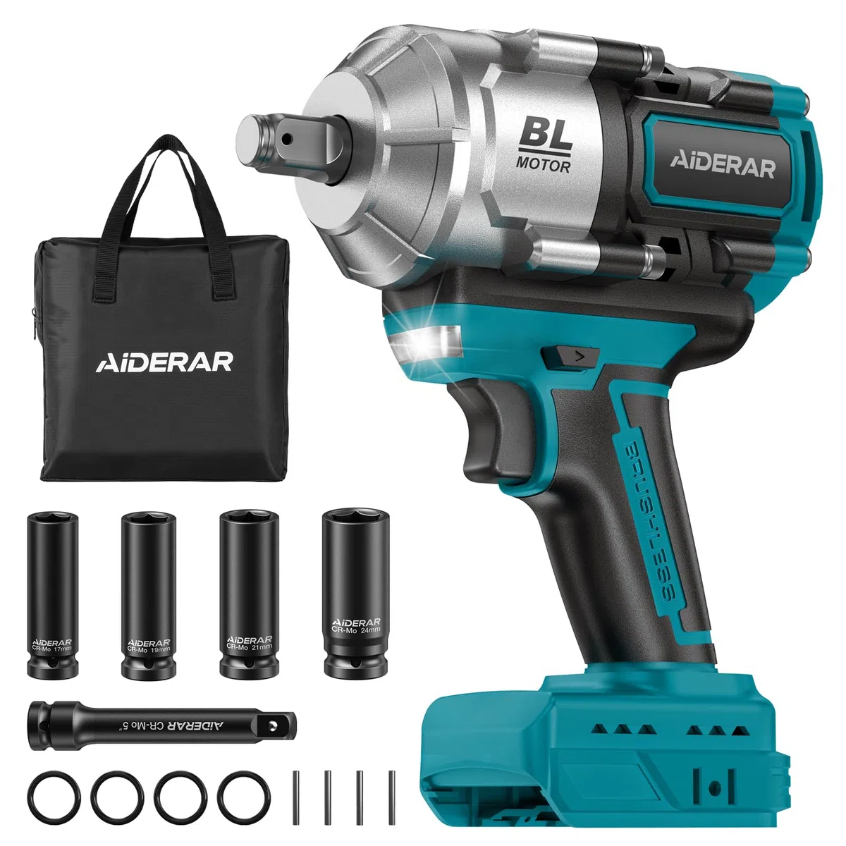 Schlagschrauber Akku 18V für Makita Batterie, 1500Nm 1/2" Bürstenlos, 3-Gang Hochdrehmoment-Werkzeug für Reifenwechsel, Rostige Schrauben, Schweres Gerät (Ohne Batterie)
