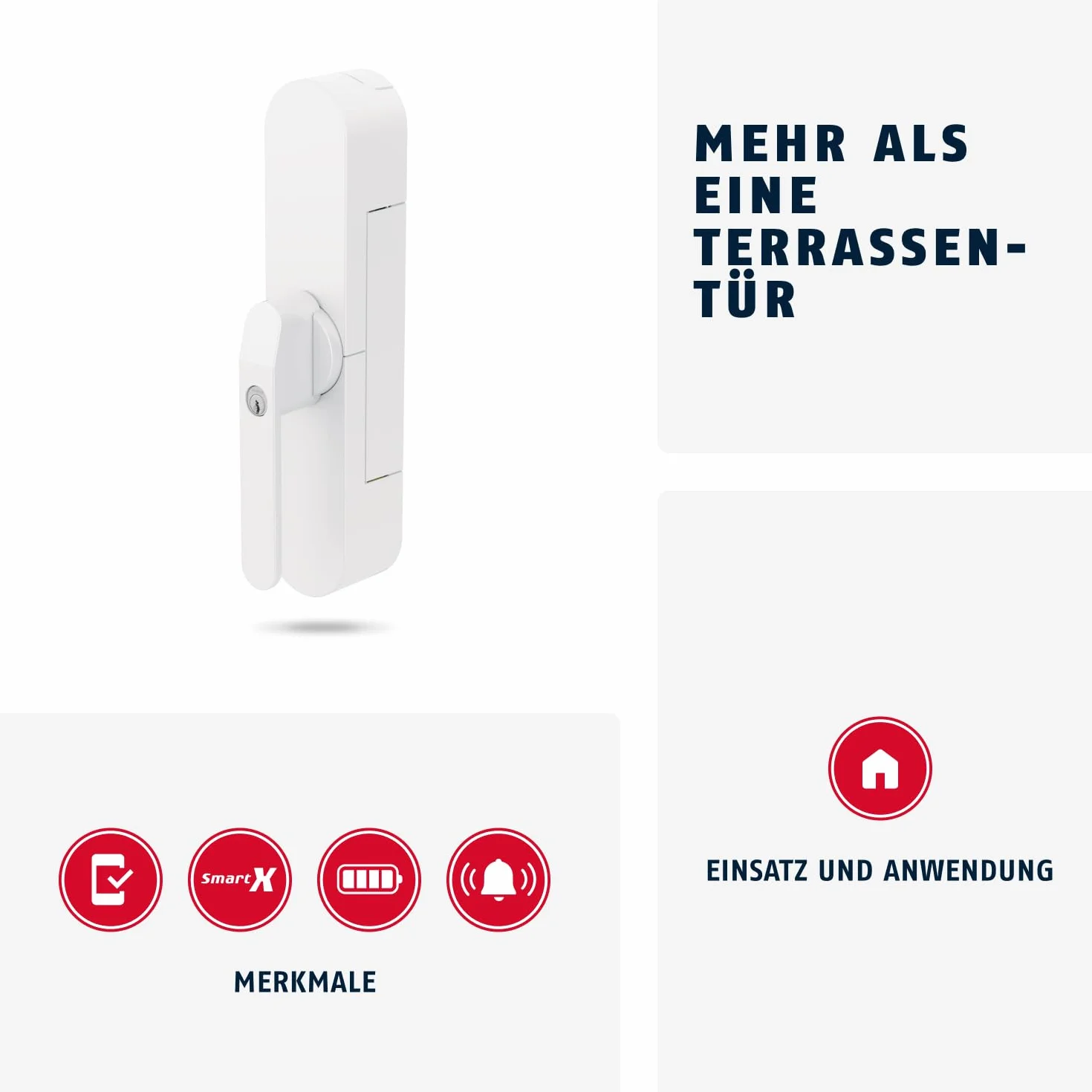 ABUS Fensterantrieb WINTECTO One – smarter Fenstergriff für Fenster, Balkon- und Terrassentür – mit Alarmfunktion – einfache Montage ohne Bohren – Weiß, gleichschließend (AL0145)