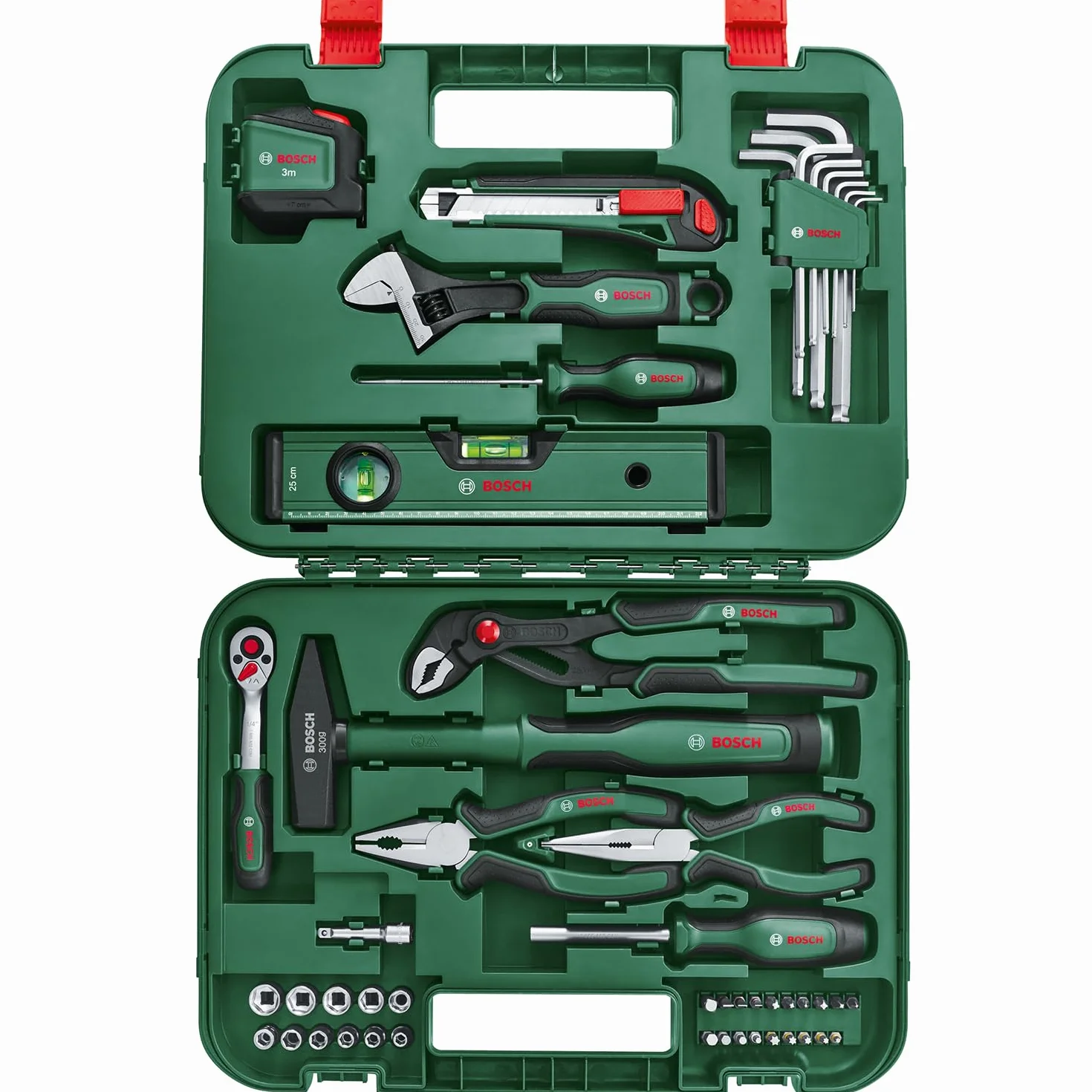 Bosch Handwerkzeug-Set Advanced, 52-teilig (Set mit hochwertigen Werkzeugen für erfahrene Heimwerker; lange Lebensdauer; hochwertige Materialien; ergonomisches Design)