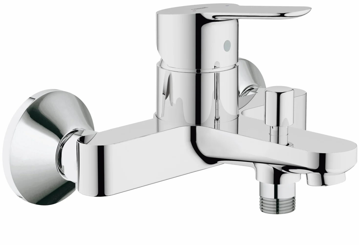 GROHE BauEdge, Badewannenarmatur (Duscharmatur für die Badewanne, Mischbatterie mit automatischer Umstellung Wanne/Brause, mit integriertem Rücklaufventil, S-Anschlüsse), chrom, 23334000