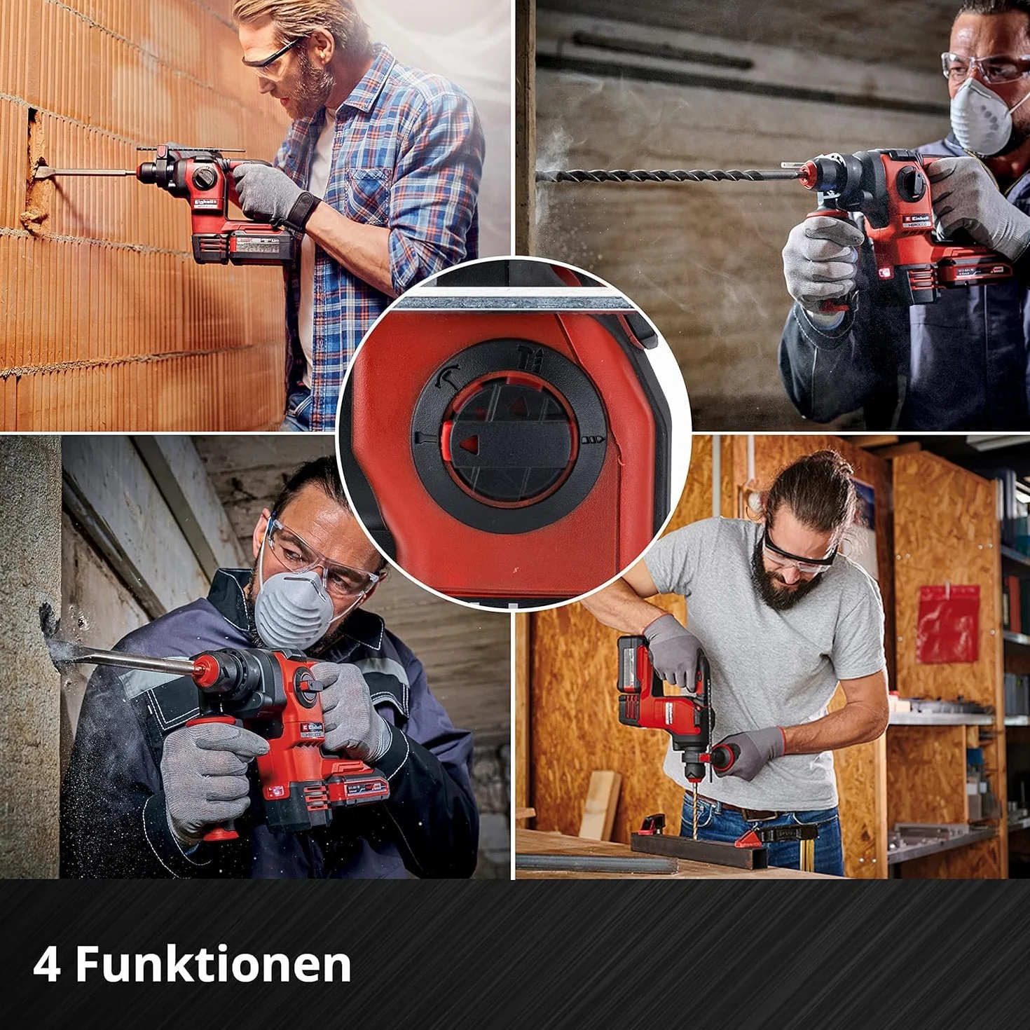 Einhell Professional Akku-Bohrhammer HEROCCO 18/20 Power X-Change (18 V, Brushless, 2,2 J, SDS-plus, pneumatisches Schlagwerk, Tiefenanschlag, inkl. Koffer, ohne Akku)