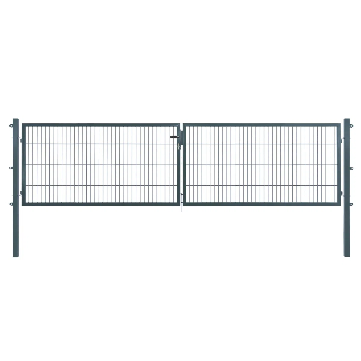 Doppeltor | extra breit, B400 x H80 cm | Anthrazit RAL 7016 | Doppelflügeltor inkl. Torpfosten & Schließzylinder | verzinkt & pulverbeschichtet | UV- und witterungsbeständig