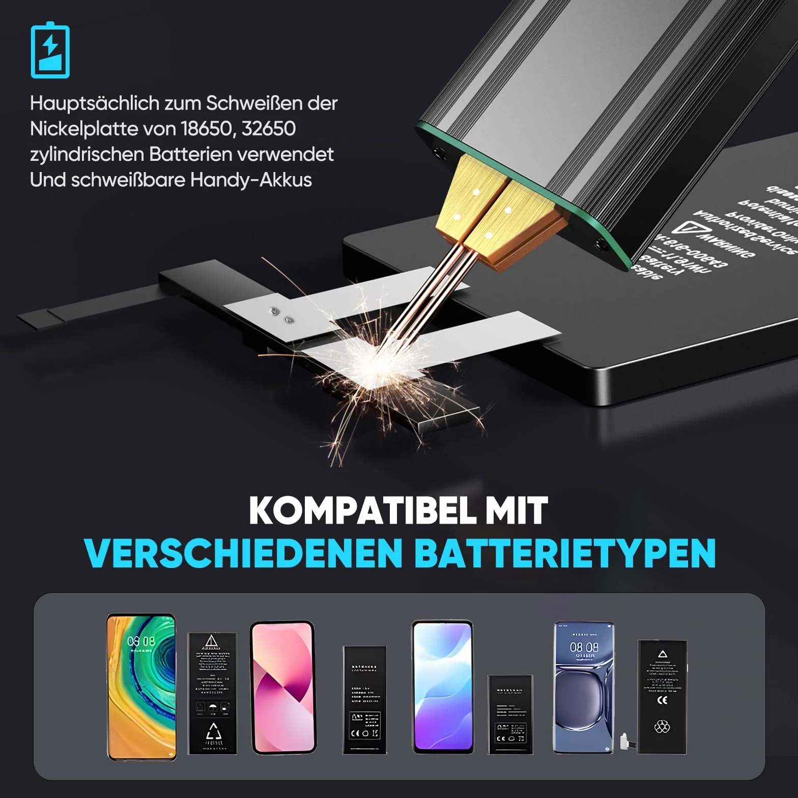 SEESII Punktschweißgerät für Akkus: Mini Schweißgerät mit wiederaufladbarem Akku, Spot Welder für vernickelte Folien bis 0,2 mm – zum Zusammenbau und Reparieren von Batteriepaketen