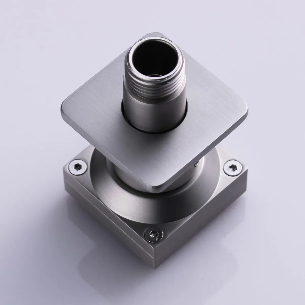 Duschkopf-Sprühdüse, gebürstetes Nickel, Messing, quadratisch, Wandmontage, 2 Funktionen, schwenkbar, Massagedüse, 4 Stück