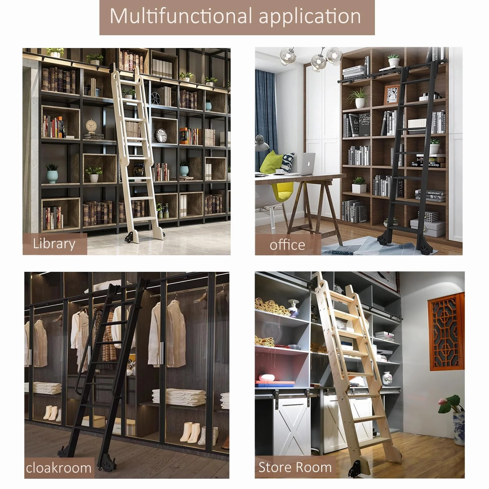 Schiebeleiterschienen-Set, Roll-Bibliotheks-Hardware-Set, 4,8 m, Schiebetür-Set, mobile Leiterschiene, runde Verlängerungsschiene für Zuhause oder Büro.