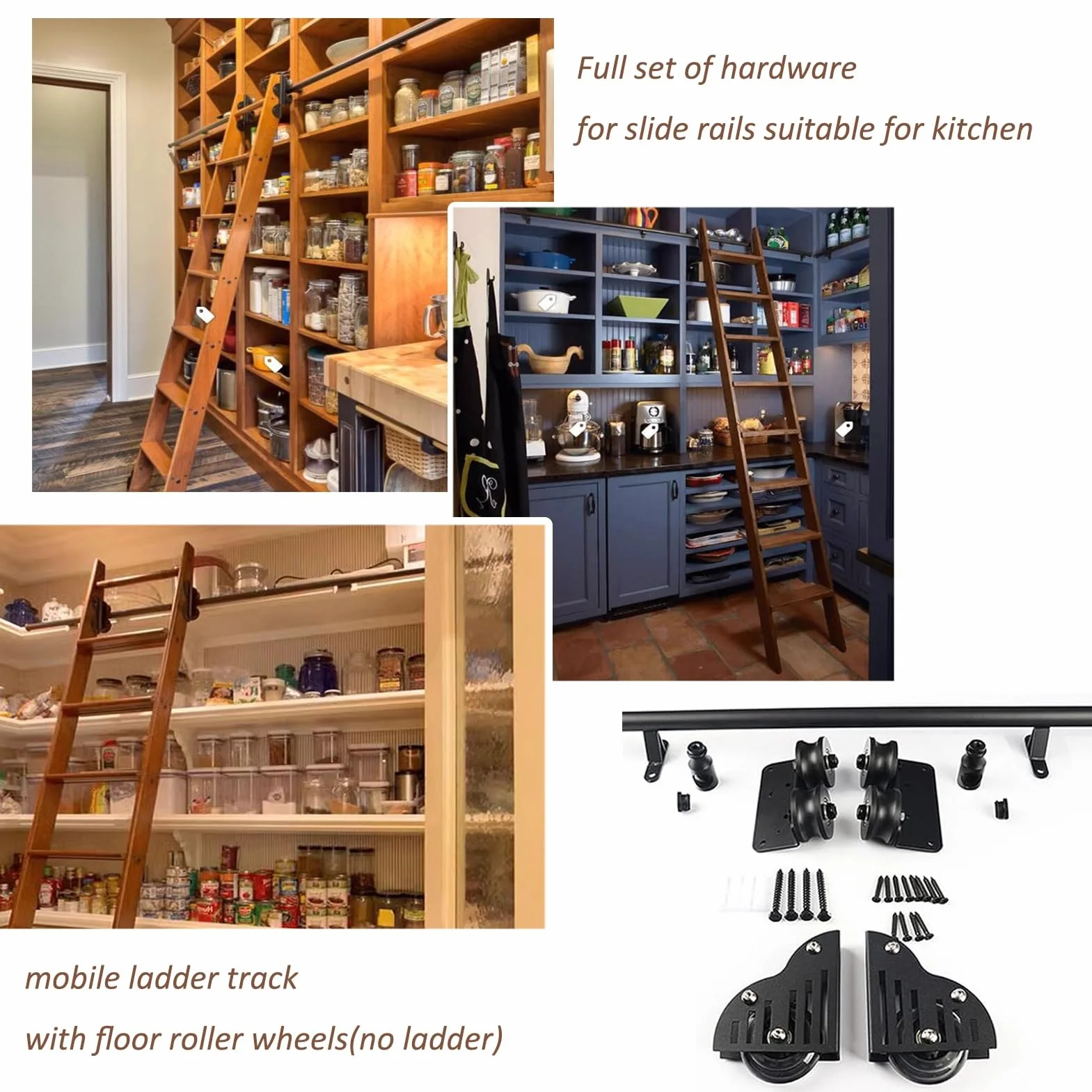 Schiebeleiterschienen-Set, Roll-Bibliotheks-Hardware-Set, 4,8 m, Schiebetür-Set, mobile Leiterschiene, runde Verlängerungsschiene für Zuhause oder Büro.