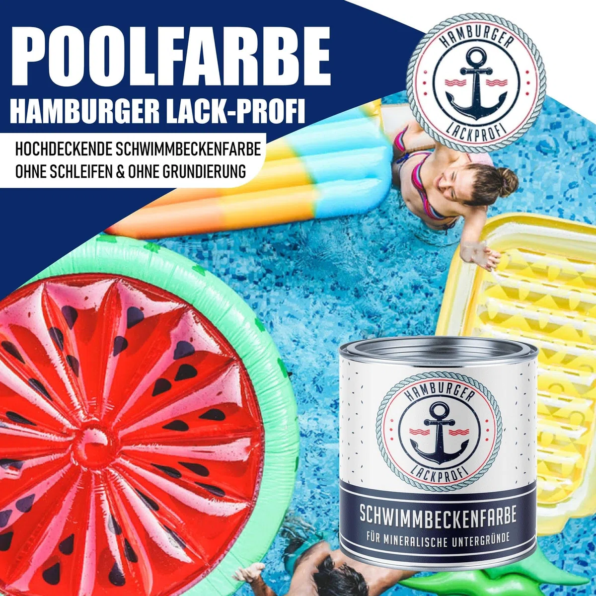 Schwimmbeckenfarbe SEIDENMATT Türkisblau RAL 5018 Blau für Beton Poolfarbe Schwimmbadfarbe Schwimmbeckenbeschichtung Unterwasserfarbe // Hamburger Lack-Profi (30 kg)