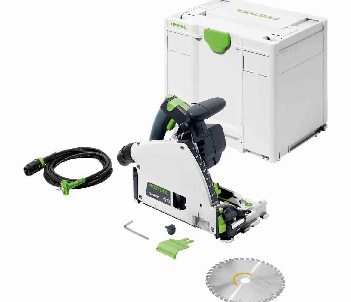 Festool Tauchsäge TS 60 KEBQ-Plus - Handkreissäge mit 60 mm Schnitttiefe | Präzisions-Tauchschnittsäge im Systainer SYS3 M 337, kompatibel mit FSK Kappschiene, 1500 W Leistung und 168 mm Sägeblatt