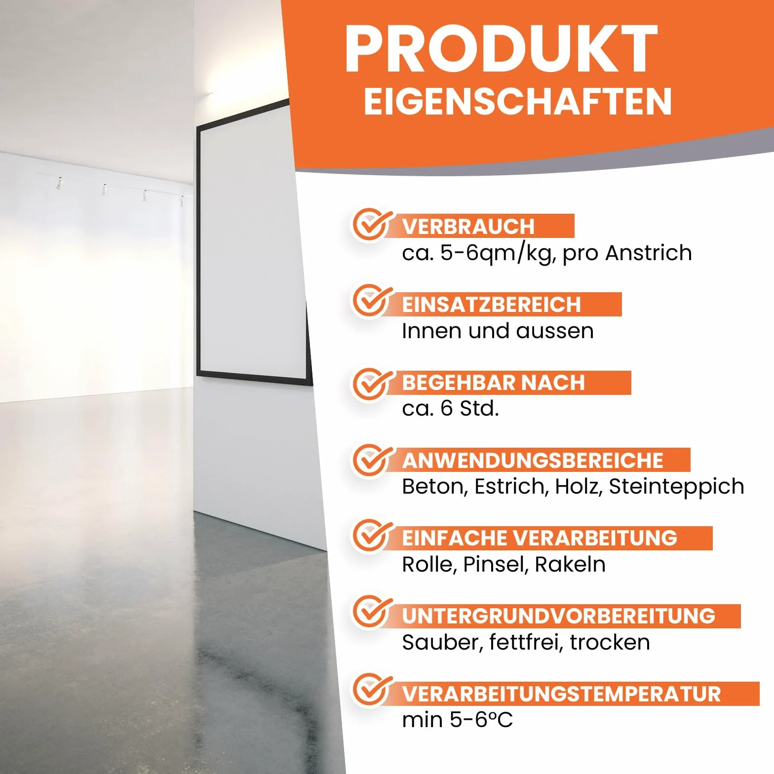 BEKATEQ 1K PU Versiegelung 1kg farblos für Beton, Holz, Fliesen - Betonversiegelung, Bodenversiegelung von Epoxybeschichtung, Steinteppich innen & außen - UV-fest, Wasserfest, Frostsicher - BK-635PU