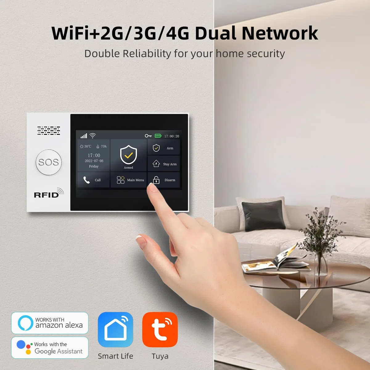 XNY Voller Touchscreen Drahtlose 4G Alarmanlage Haus, 23 Stück WLAN Alarmanlage Wohnung mit 1080p Überwachungskamera, Externe Alarmsirene; Fenster Tür Sensoren, Bewegungsmelder, Fernbedienungen