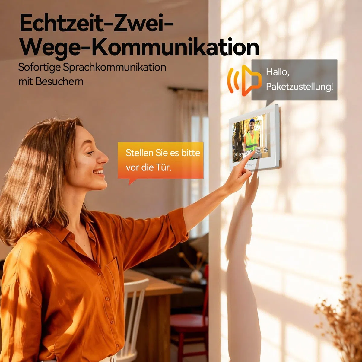 TMEZON WLAN Video Türsprechanlage 2-familienhaus, 7''IP Farb-Touchscreen mit 1080P Metalldoorbell, 2-Draht Installation,Zwei-Wege-Audio,Personenerkennung,3 Entsperrmethoden & App-Steuerung