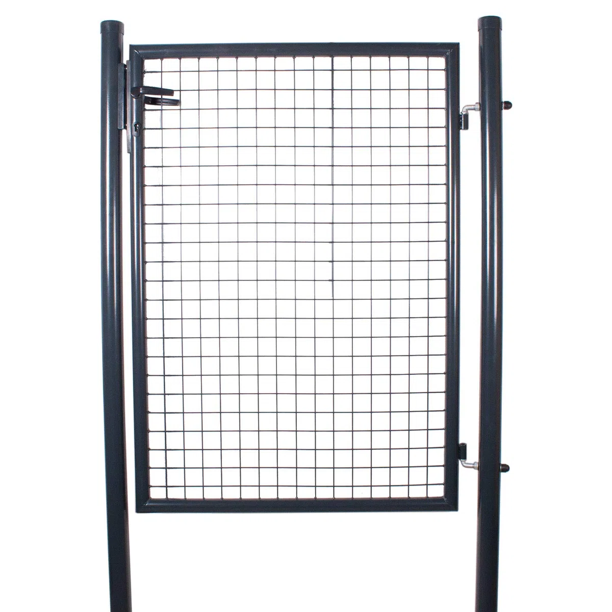 ATTAS Gartentor Metall | 125x100, anthrazit, inkl. Schloss und 3 Schlüssel abschließbar| Zauntür, Gartentür für Doppelstabmattenzaun Tor, Zauntor Metall, Hoftor, Rund
