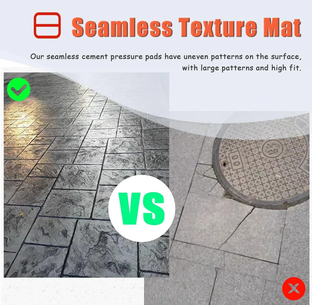 Beton Stempel Matten Betonformen Texturierungsmatten mit Griff, Outdoor -Steinfliesen Dekorative Polyurethanmatte, Flexible Böden Zementdruckform Zum Erstellen von Muster