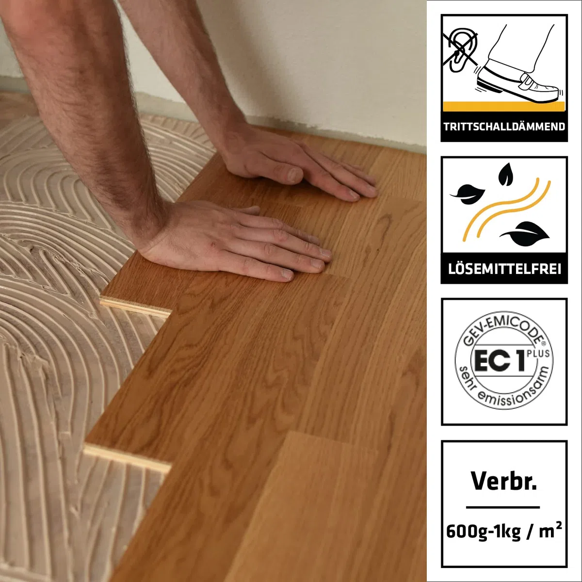 Sika – Parkettkleber – SikaBond 54 Parquet - Parkettbraun – Mehrschichtparkett/Massivparkett - Schnellhärtend - Verarbeitungsfertig - Sehr emissionsarm – Lösemittelfrei - 13 kg