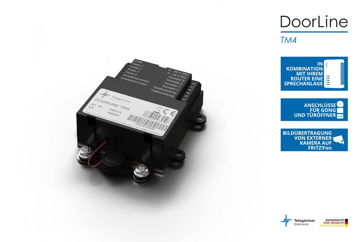 TM4 von Telegärtner Elektronik, Clevere Hinterbau-Türstation, macht TK-Anlage FRITZ!Box / Router zur Tür-Sprechanlage